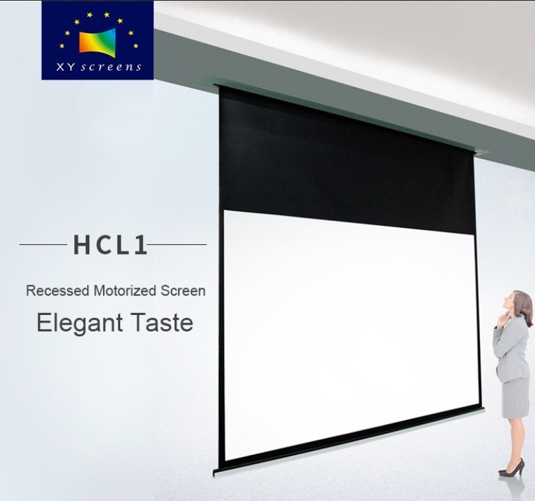 Electric Recessed Projector Screen Supplier with RF/IR Remote