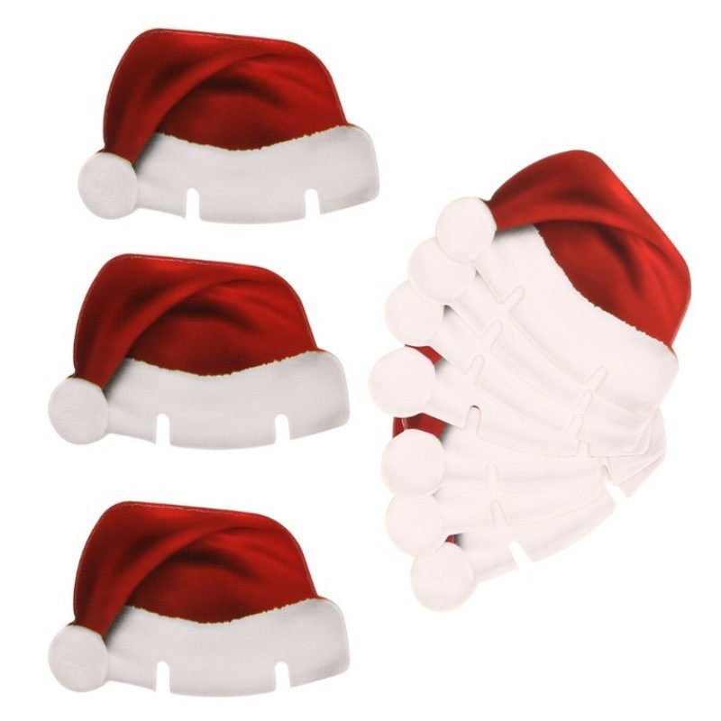 10PCS Christmas Party Promotional Gift Wine Glass Santa Hat Decoration