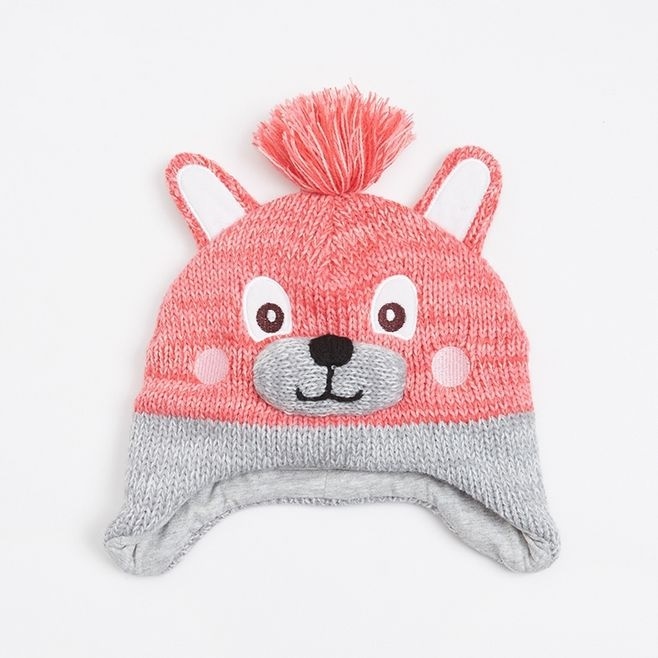 Acrylic Beanie Knitted Bear Kid Baby Animal Hat with Earflap