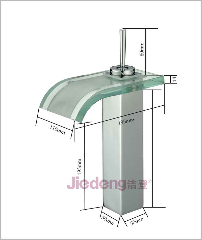 Top Body Brass Waterfall Basin Faucet with Glass Disc (B4)