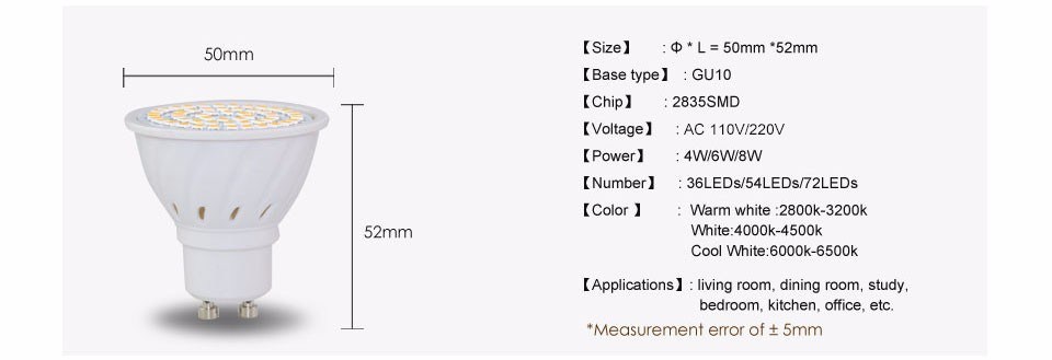 GU10/MR16 High Power Spotlingt E27 Energy Saving LED Lamp with Pin