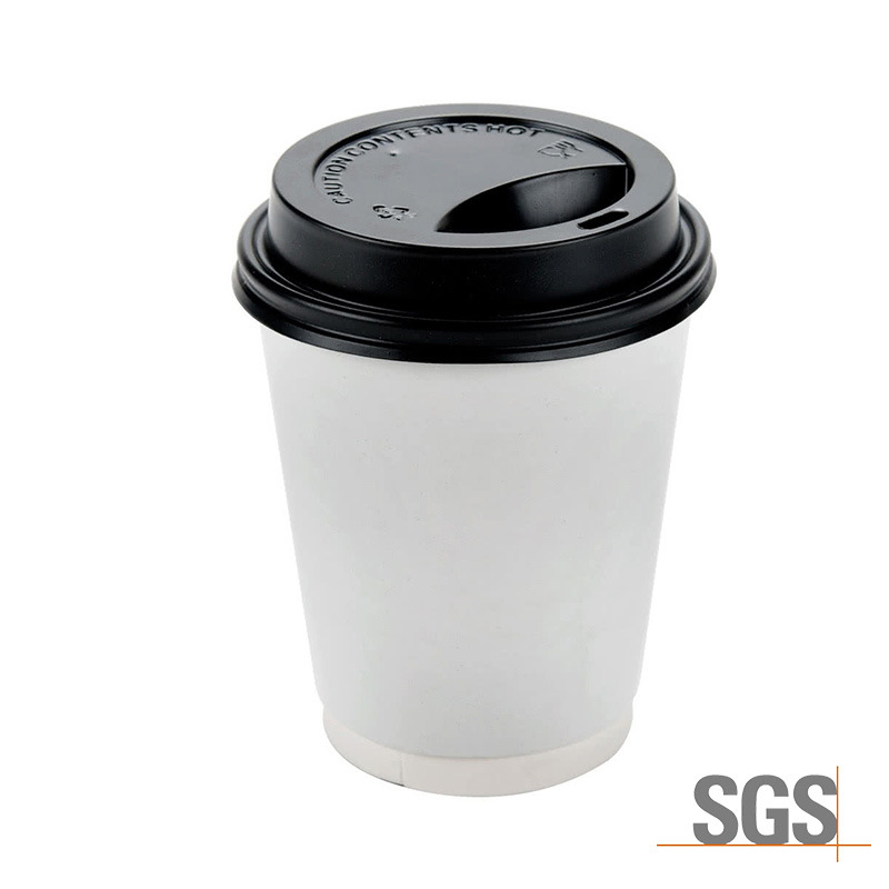 Take-out Double Wall Hot Coffee Drinks Paper Cup with Plastic Lid