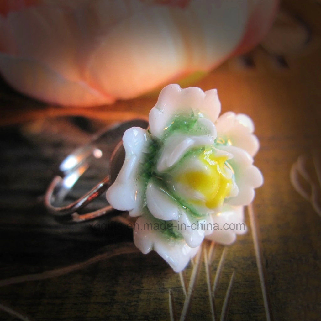 Wholesale Elegant Fashion Classical Flower Ceramic Ring Antique Retro Jewellery