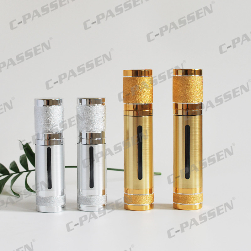 Luxury Gold/Sliver Alumite Acrylic Airless Bottle for Cosmetic Packaging (PPC-NEW-018)