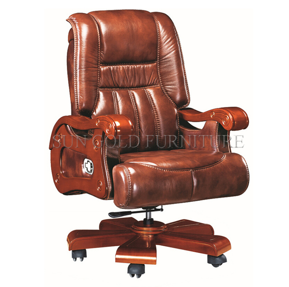 Hot Sale Wooden Office Luxury Real Genuine Leather King CEO Boss Chair (SZ-OCE170)