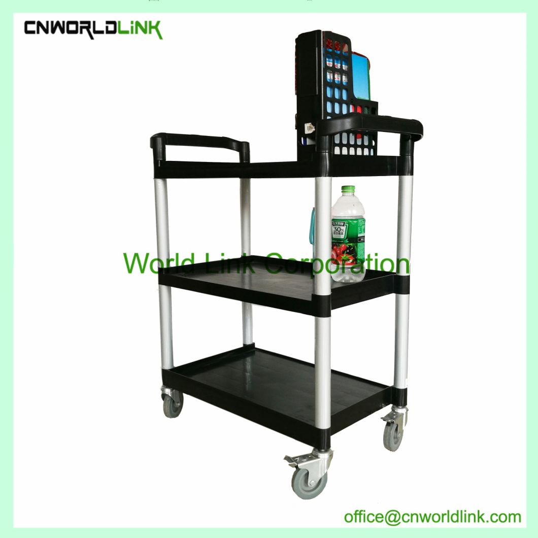Plastic Hotel Multifunction Trolley 3 Layers Hand Service Cart