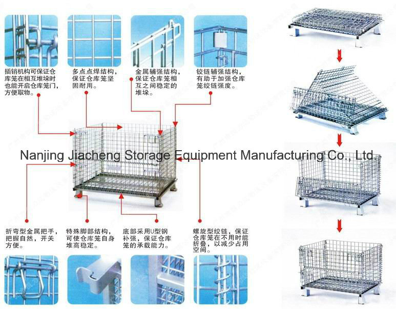 Heavy Duty Warehouse Steel Wire Mesh Container for Sales