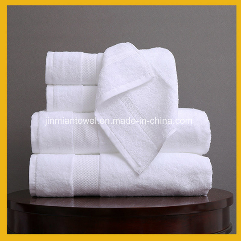 White Cotton Bath Towel with Dobby Border