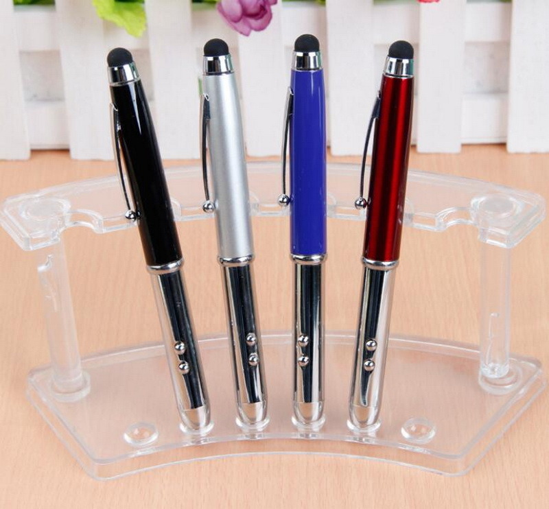 Hot Sale 4 in 1 Metal Laser Pointer Pen LED Torch Touch Screen Stylus Ball Pen
