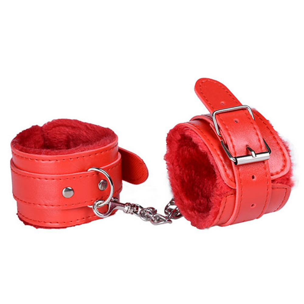 Sexy Adjustable PU Leather Plush Handcuff Ankle Cuff Restraints Bondage Sex Toy Restraints Sex Bondage Exotic Accessories