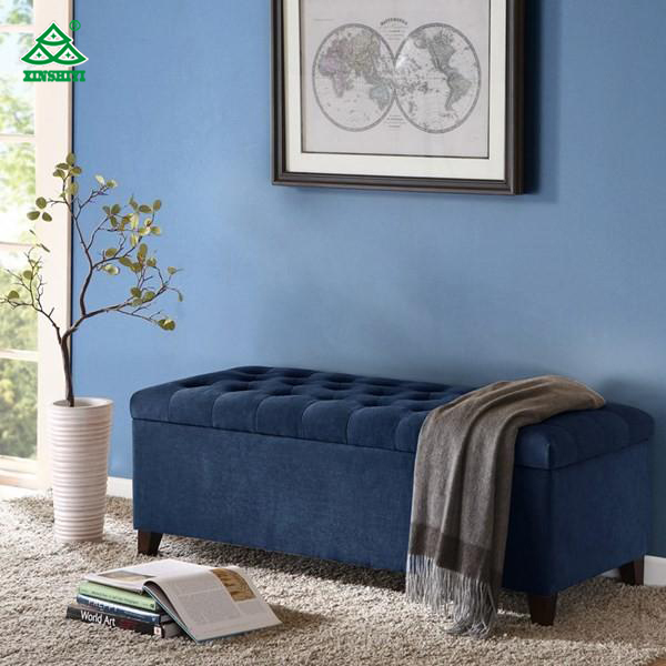 Blue Velvet Upholstered Bench Seat 50.3