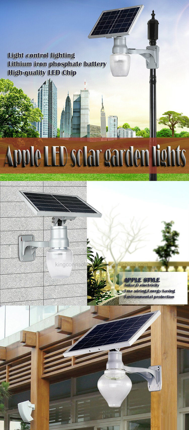 6W Remote Control Apple Outdoor Solar LED Street Garden Light