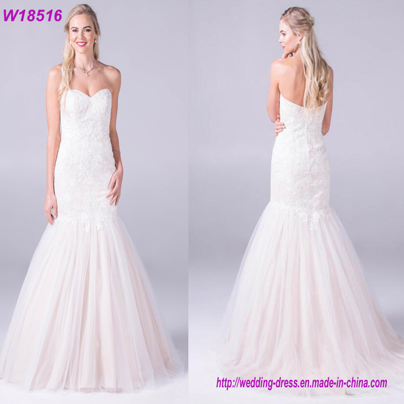 New Arrival Summer Strapless Lace up Shining Bridal Gown