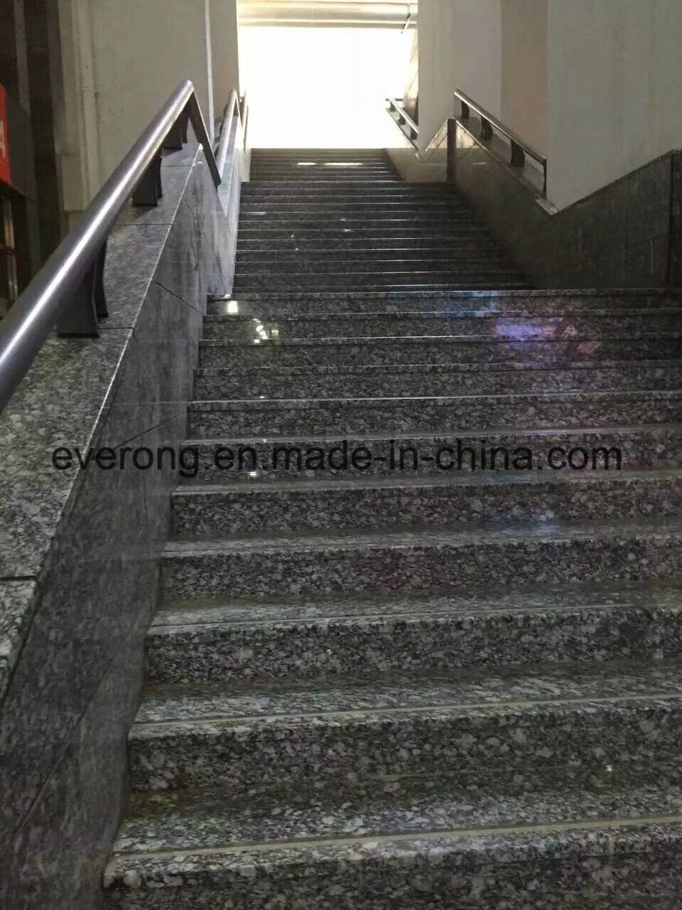 Polished Chinese Natural Sea Flower Grey Granite Stone Stairs Tread Steps