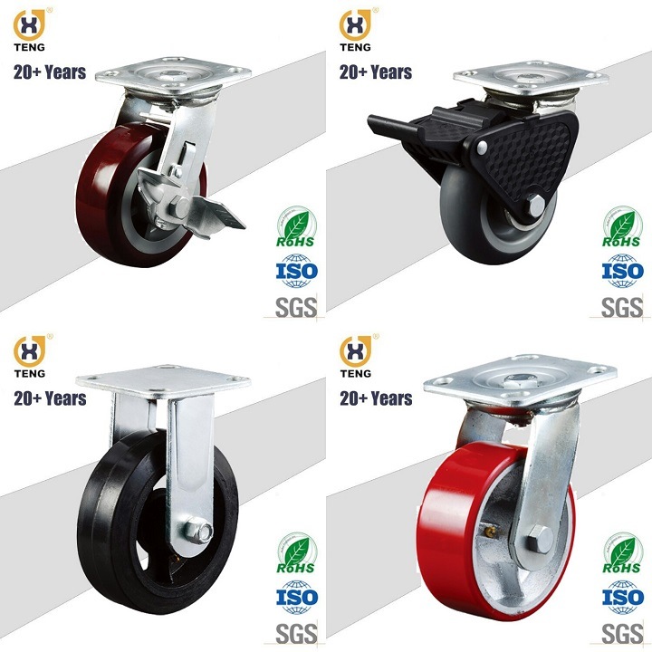 Heavy Duty 400kg Load Capacity Top Plate PA Caster Wheel with Side Brake