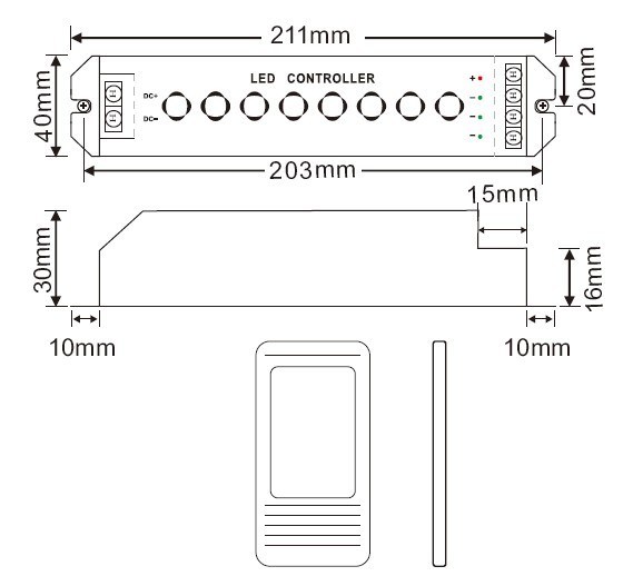 12-24VDC 6A*3channels Linear LED PWM Constant Voltage Dimmer