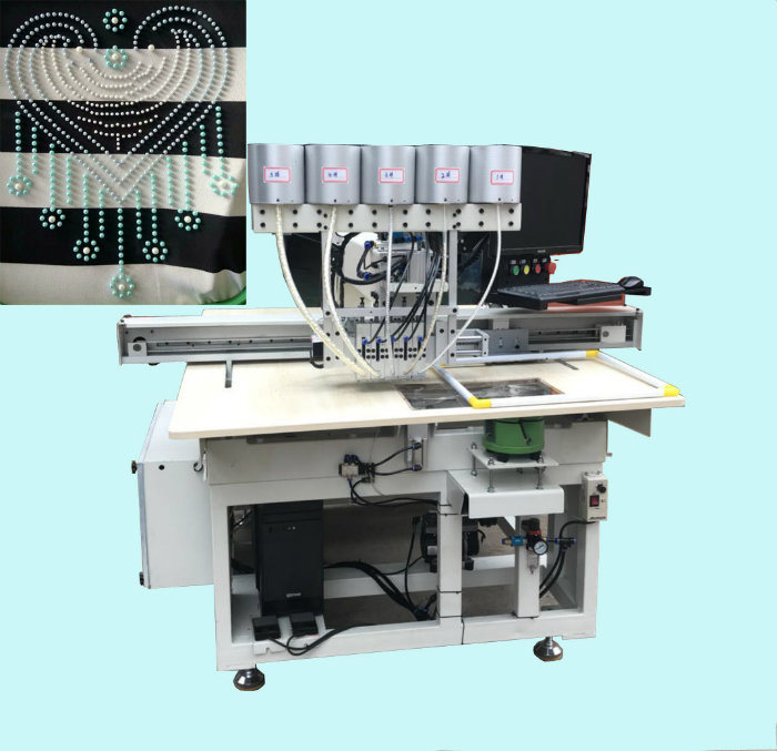 CNC Computerized Pattern Round Diamond Pearls Attaching Machine for Garment