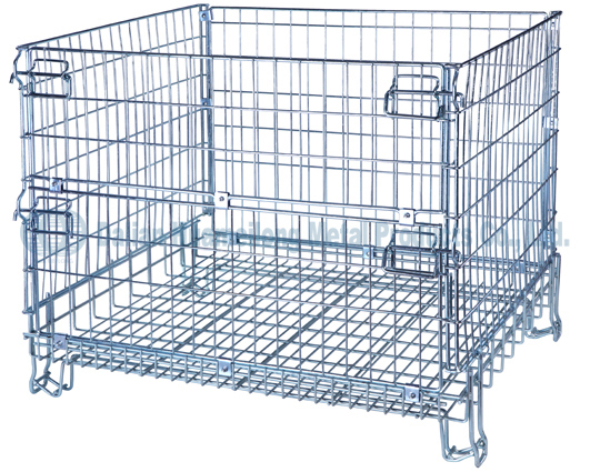 Collapsible Storage Galvanized Wire Mesh Container for Warehouse