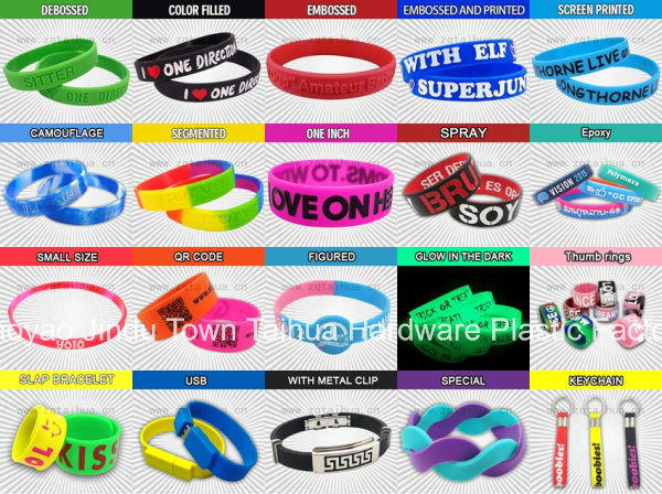 Fashion Customized Embossed Color Filled Silicone Wristband/Bracelet with Thb-001