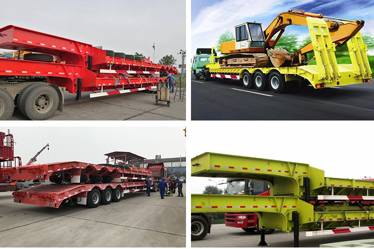 China White 3axles Excavator Transport Gooseneck Lowboy/Low Bed/Lowbed Utility Cargo Semi Truck Trailer