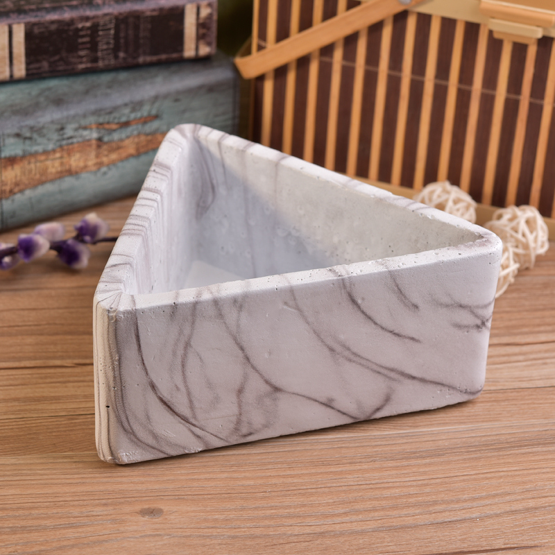 New Arrival Triangle Marble White Concrete Candle Vessel Set of 2