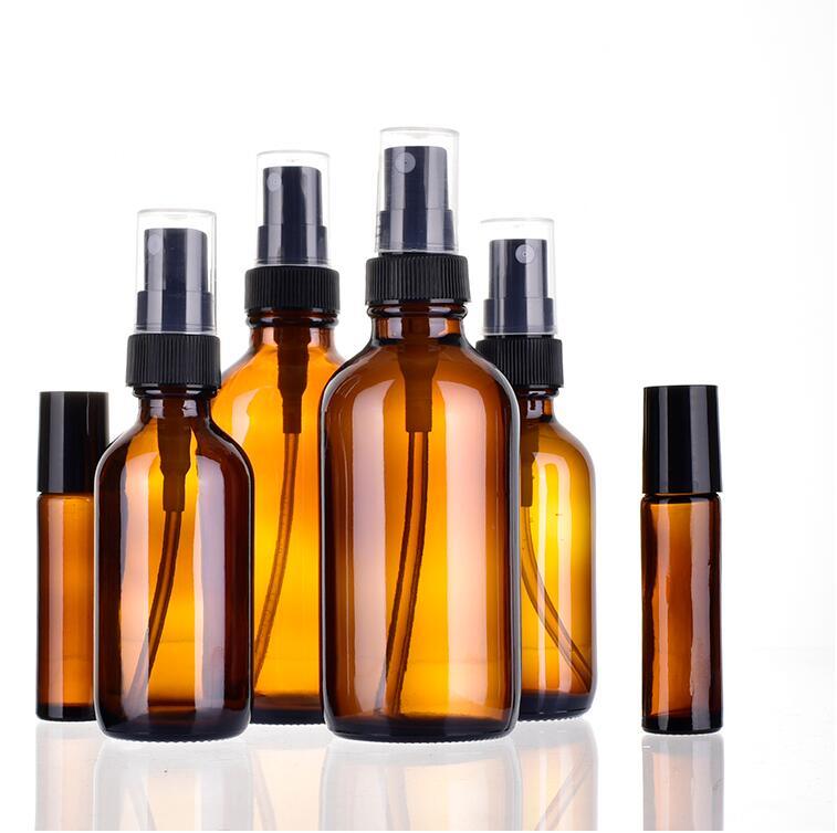 Transparent Brown Glass Lotion Shampoo Container Spray Bottle Essential Oil Bottles