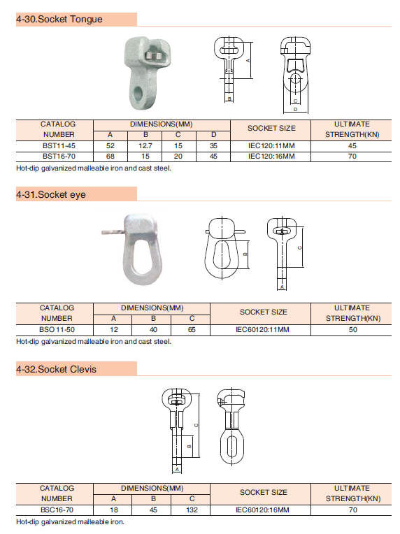 Socket Tongue Socket Clevis Socket Eye