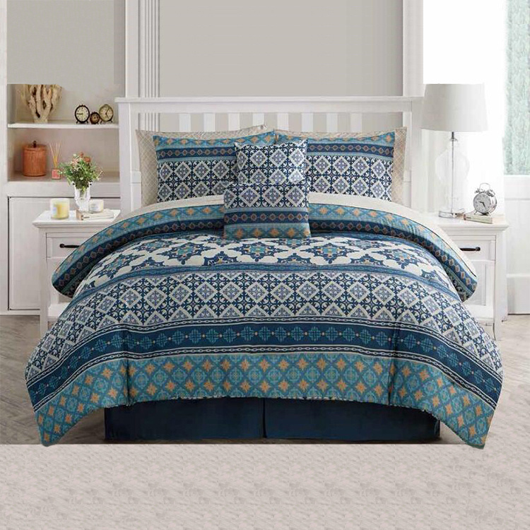 100% Polyester Colorful Printed 10PC Comforter Set