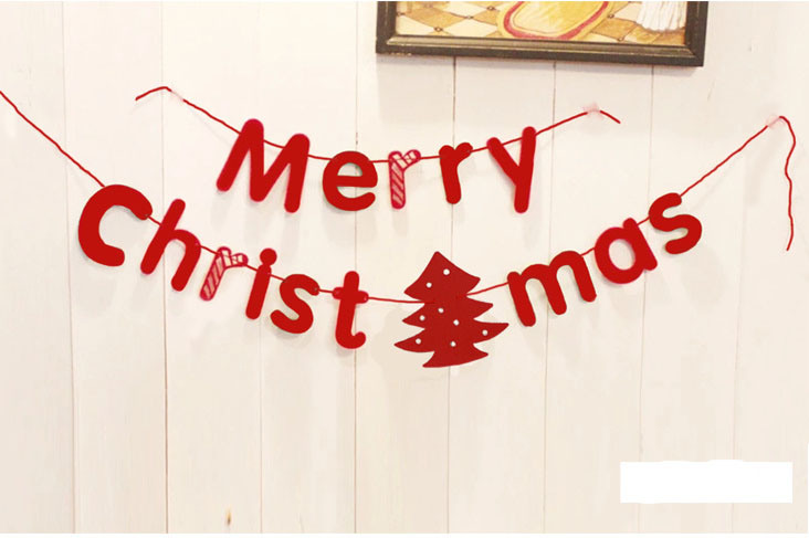 Home Decoration of Christmas Red and Green Series of Letters and Flags Banners and Flowers Decoration Kindergarten Mall Scene Layout Material