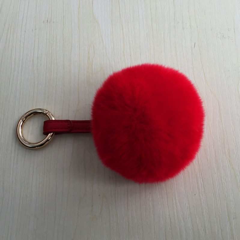 China Supplier Fancy Fur Keychain Rabbit Fur Ball Multicolored Pompom