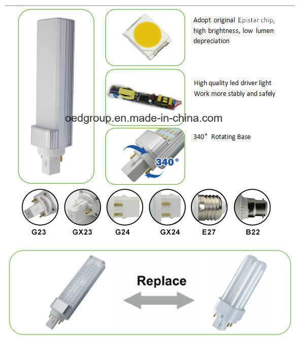 SMD5050 SMD2835 Epistar G23 / E27 / G24 7W 9W 11W 13W Downlight LED with 3 Years Warranty