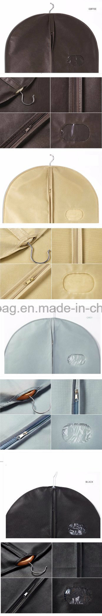 PVC Window Pocket Suit Non Woven Cotton Garment Suit Bag