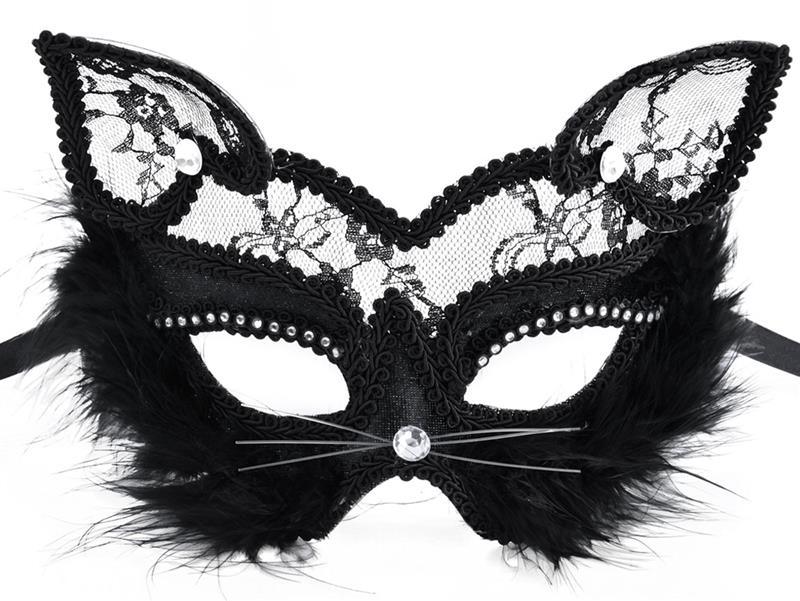 19* 8cm Fox Masks Sexy Lace Cat Mask PVC Black White Women Venetian Masquerade Ball Party Mask Performance Fun Masks