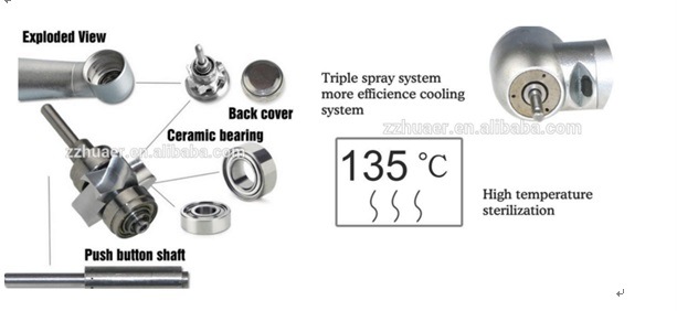 2hole/4hole Titanium Handle High Speed Handpiece with Triple Spray