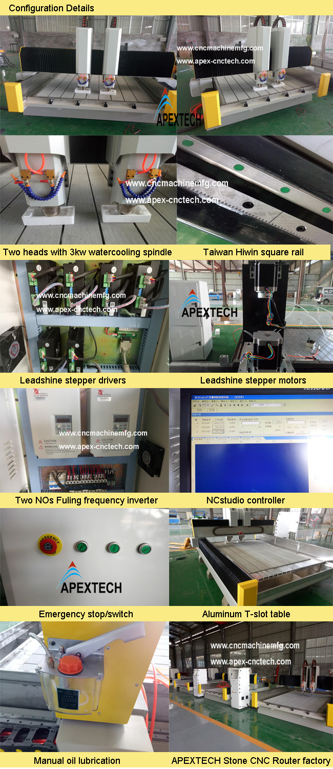 4 Axis Router Carver Double Heads 3D Stone CNC Engraving Mold Making Machine