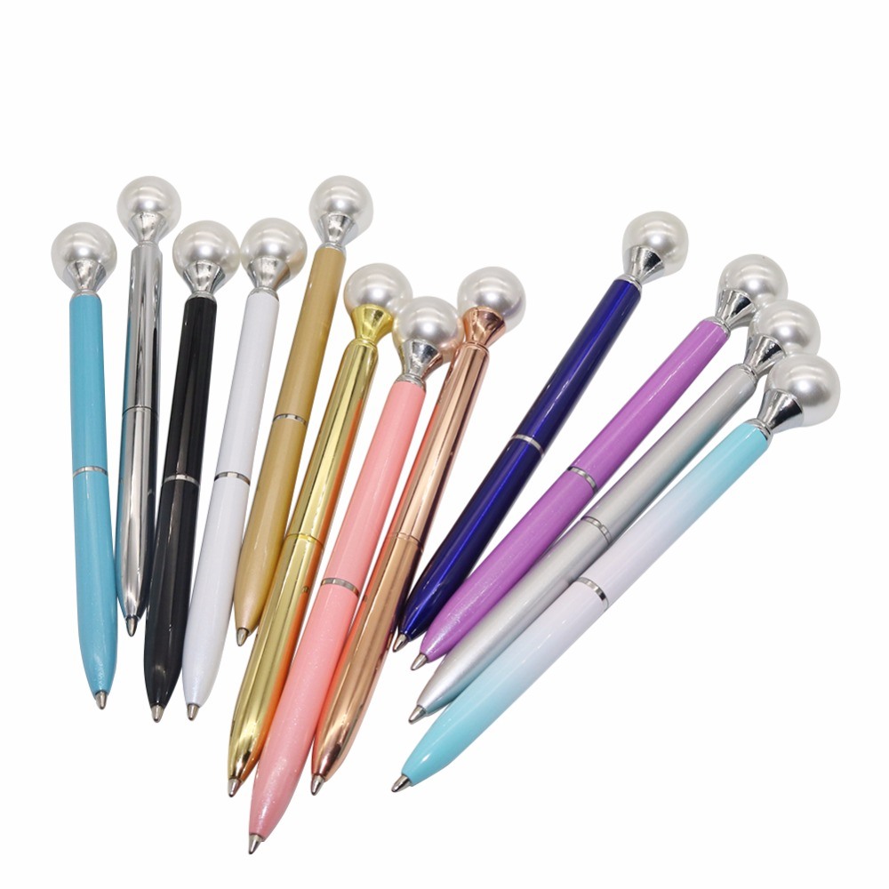 Colorful Pearl Metal Ballpoint Pen Kawaii Queen's Crutch Ballpen for