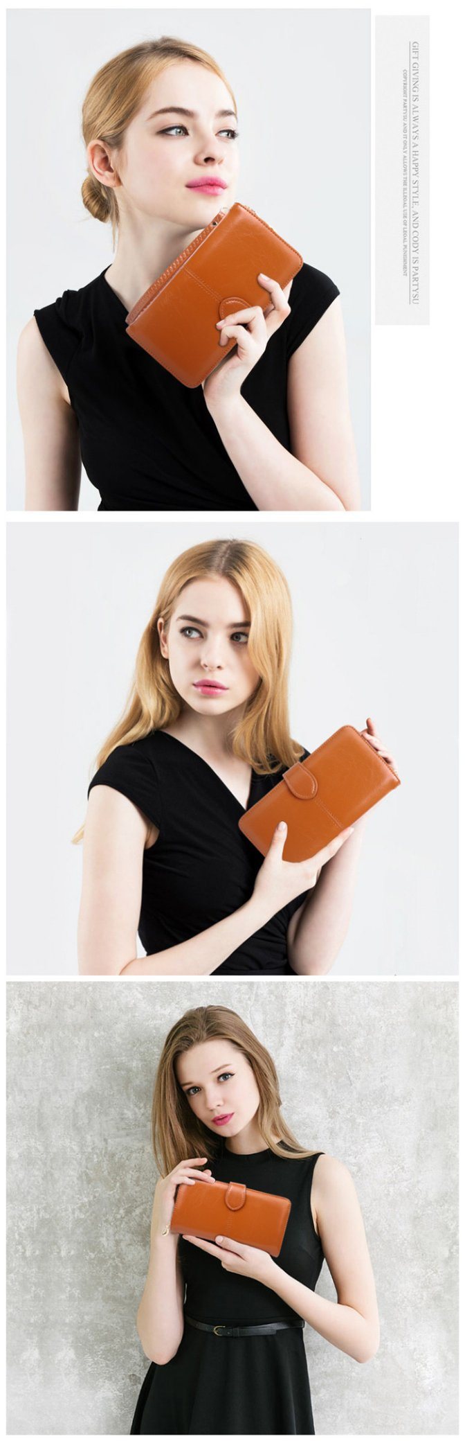 Fashion Travel PU Leather Woman Purse Wallet, 12 Card Slots Holder One Zipper clutch Lady Purse Wallet Wholesale