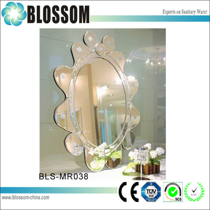 Hand Carving Flower Shaped Decorative Wall Round Mirror