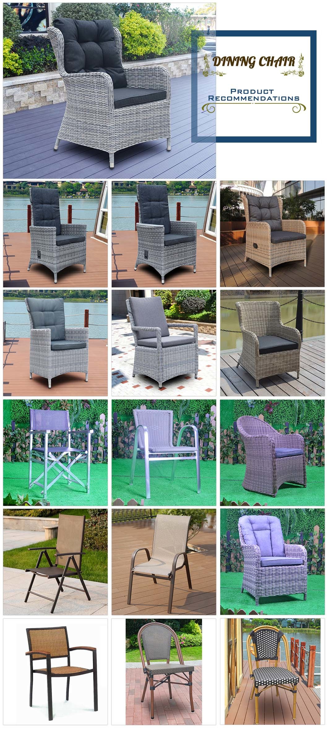 Aluminum Rattan Outdoor Pario Textilene Teak Arm Home Hotel Office Restaurant Dining Chair (J7581)