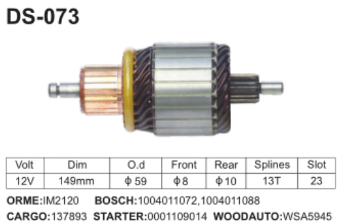 1004011072, 1004011088 High Quality Starter Motor Armature 12V for Bosch