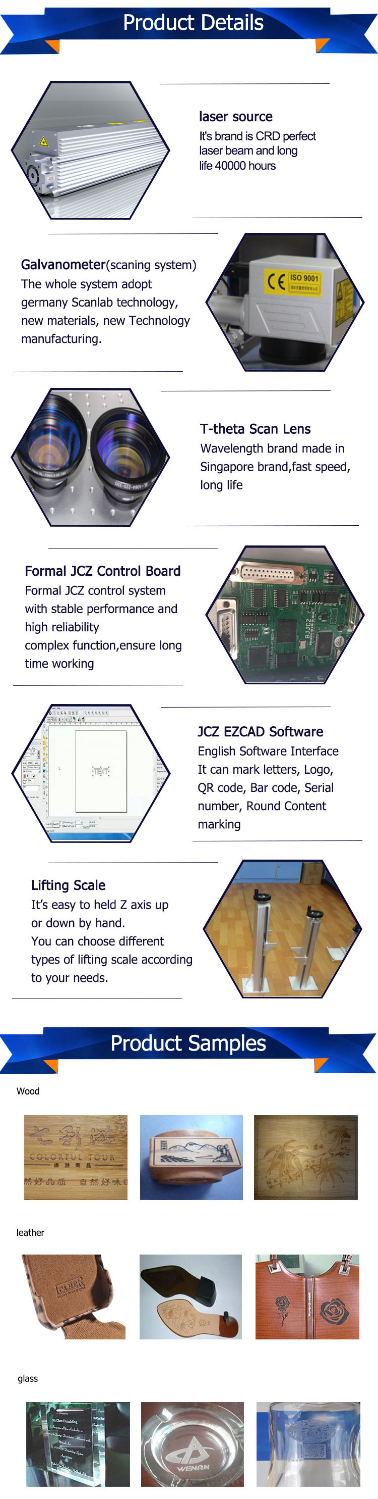 20W 30W 50W Coconut Shell Button CO2 Laser Marking Machine