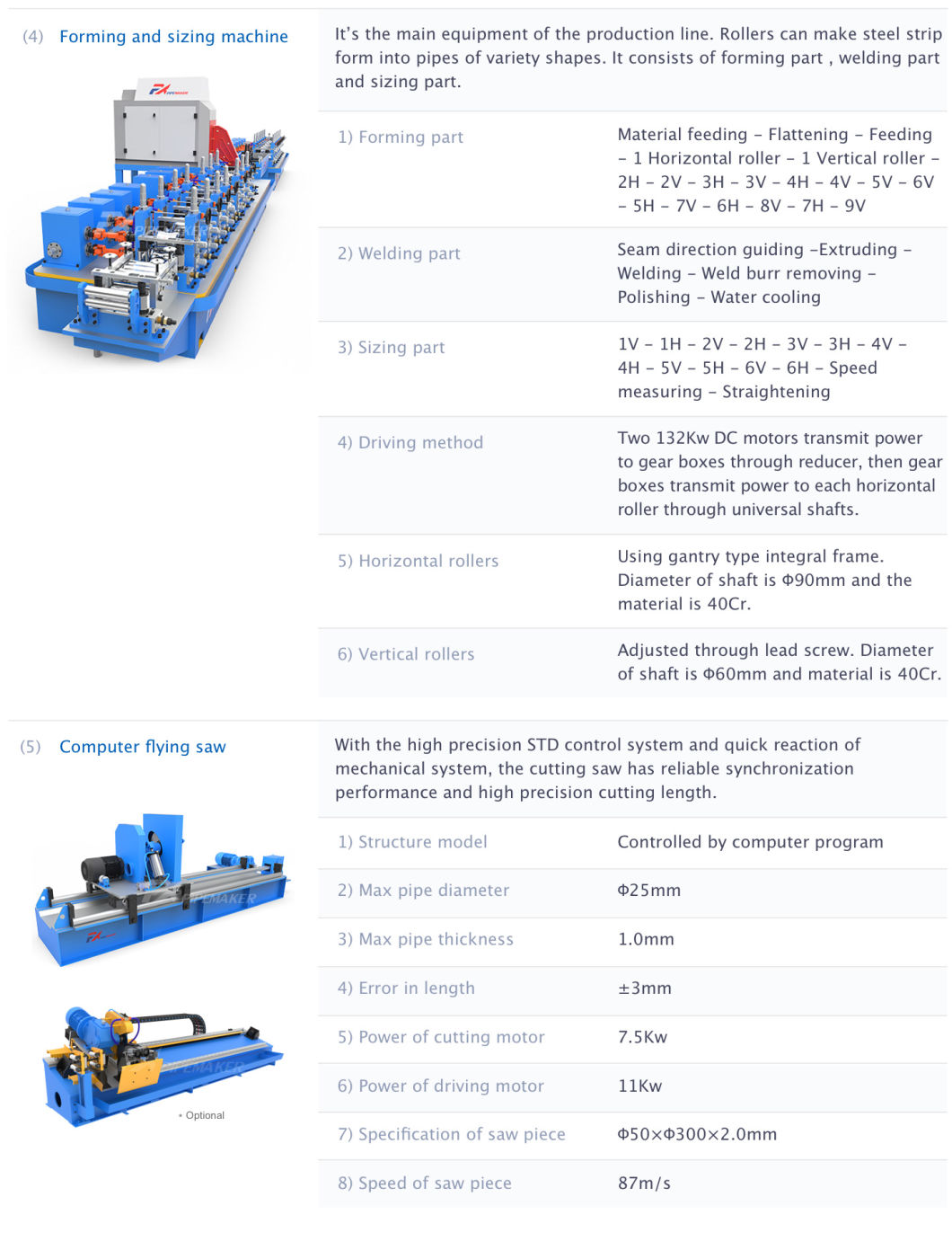 Round and Square Welded Carbon Steel Pipe Making Machine