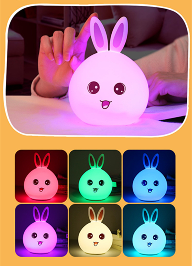 Sy03-08-001 Rabbit Shape Cartoon Silicone LED Night Light
