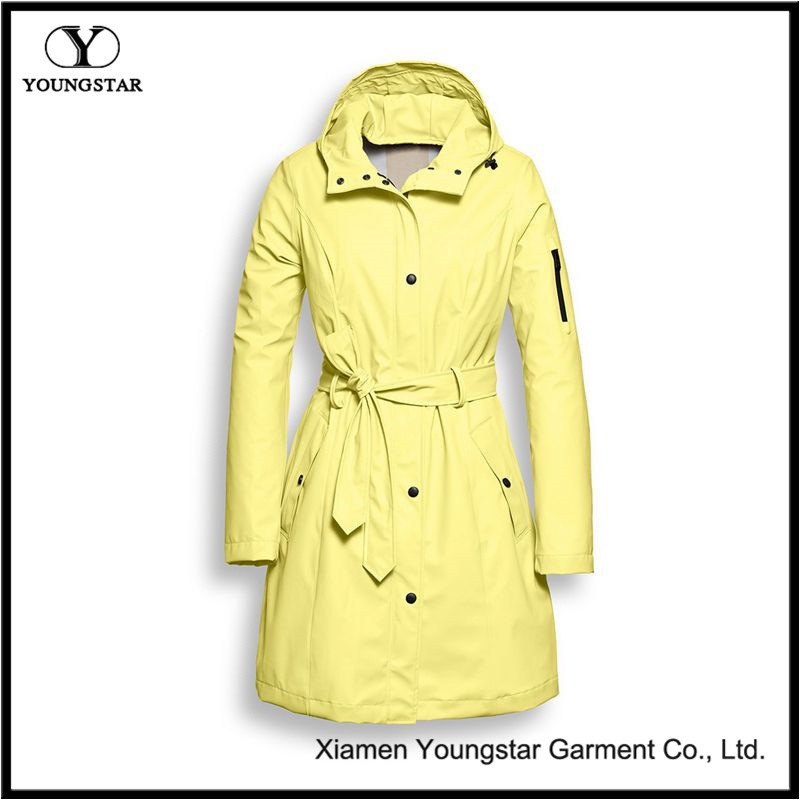 Fashion Rain Coat Women's Lightweight Packable Long Raincoat with Hood