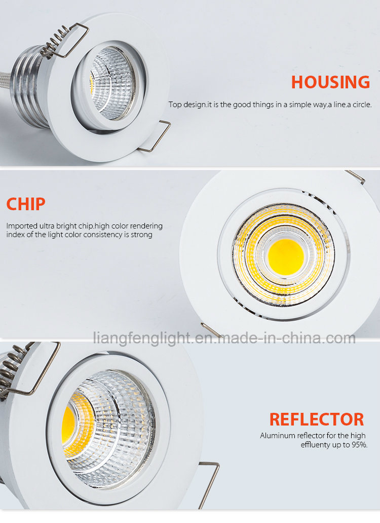 LED Recessed 3W Ceiling COB Spotlight Downlight