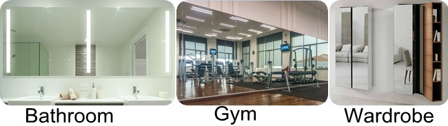 Decorative Silver Wall Mirror Used in Bathroom and Gym