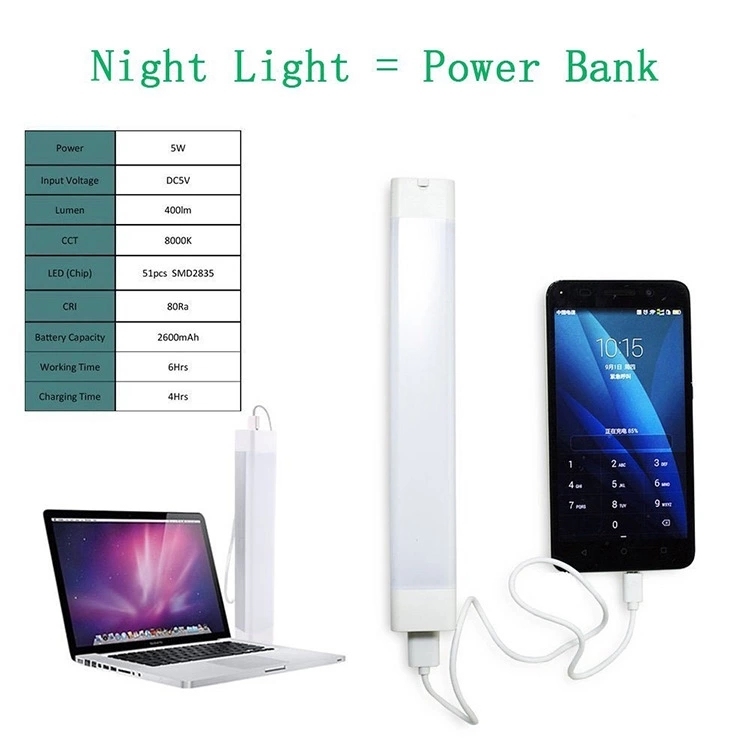 8W LED Multi Functional Portable USB Rechargeable Tube Light