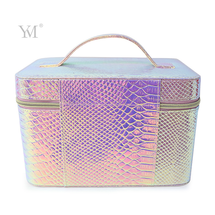 Large Capacity Make up Tool Box, PVC Leather Makeup Box with Mirror