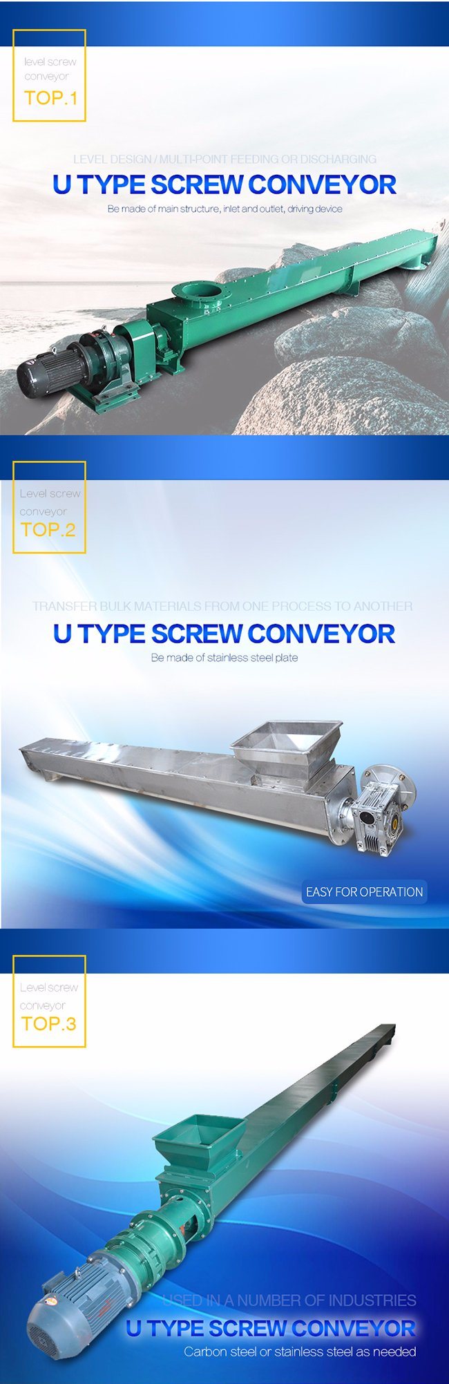 Inclined Stainless Steel Small Screw Conveyor with Hopper