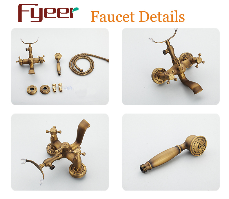 Fyeer Antique Bronze Telephone Bath Shower Mixer Faucet for Wall Mounted